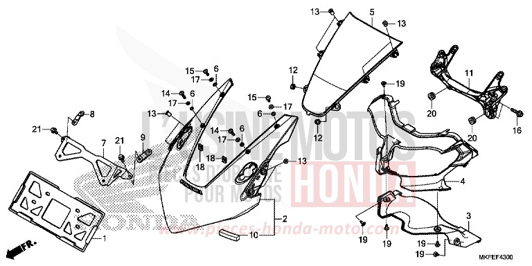 PANNEAU SUPERIEUR de CBR1000RR "Fireblade" GRAND PRIX RED (R380) de 2019